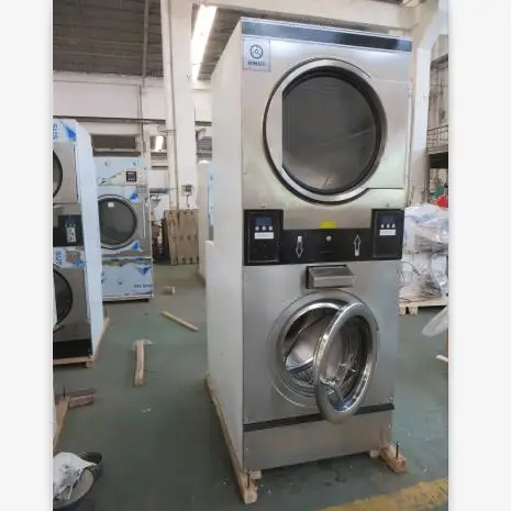 15kg+15kg  electric heating double washer extractor and dryer washing machine with coin slot