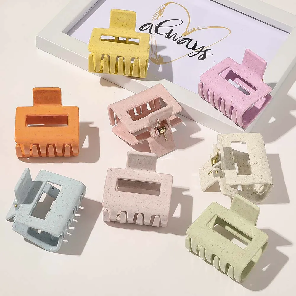 Popular Frosted Square Hair Claw candy Color Shark Claw Clips Big Non Slip Matte Hair Claw