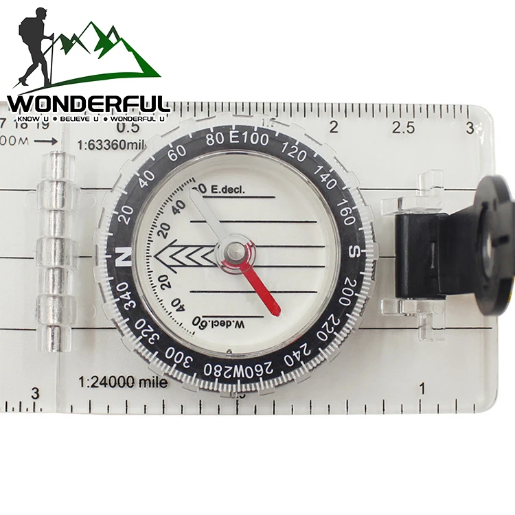 Acrylic Pointing Guide Handheld Outdoor Sports Mini Transparent Pocket Folding Map Measure Orienteering Compass