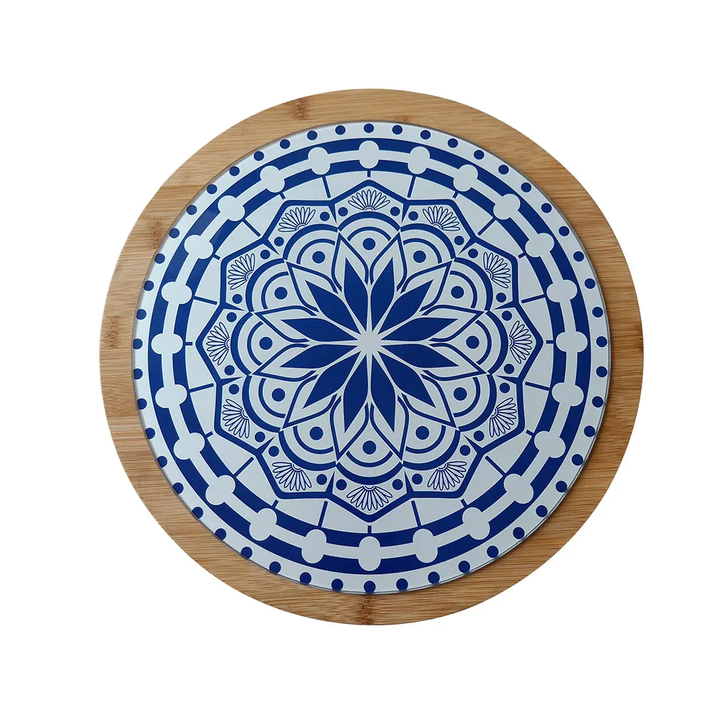 
Round Shape Rotatable Glass Cheese Board for Cutting Chopping Table Dining 