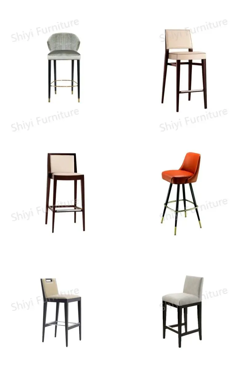 Luxury customized bar stool leather upholstery solid wood frame elegant high stool for restaurant bar and hotel furniture
