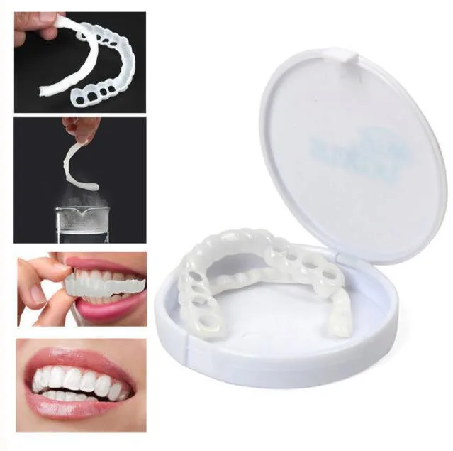 Upper and lower False teeth cover Perfect Smile Veneers Comfort Fit Flex Denture Paste fake braces for Double row of teeth
