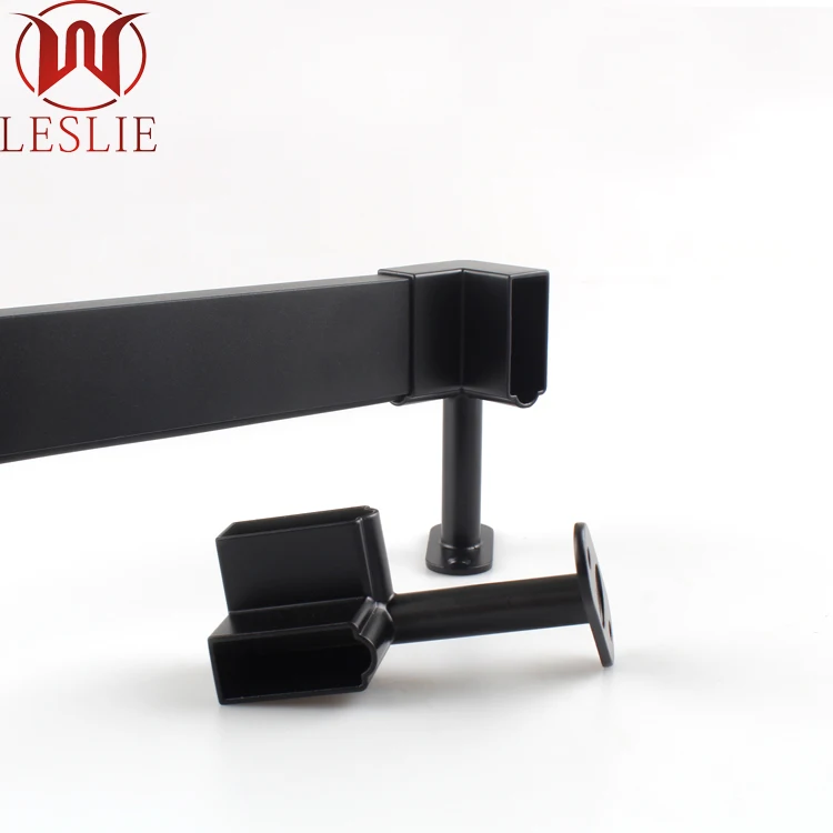 Black wardrobe rail support tube mounting rod flange For Hanging Clothes hanging tube support holder closet round tube rod
