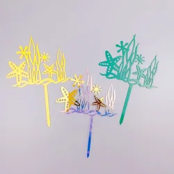 Seaweed starfish marine plant cake topper double layer DIY acrylic cake topper