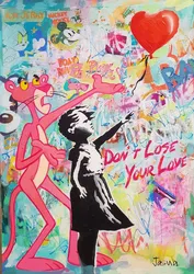 Pink Leopard Banksy Shredded Artwork Fashion Graffiti Abstract Decor for Home Living Room Bedroom Print Posters Canvas Paintings