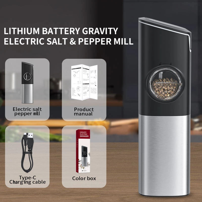 Electric Salt and Pepper Grinder Set Automatic Electronic Battery Stainless Steel Herb Grinder For Smoke