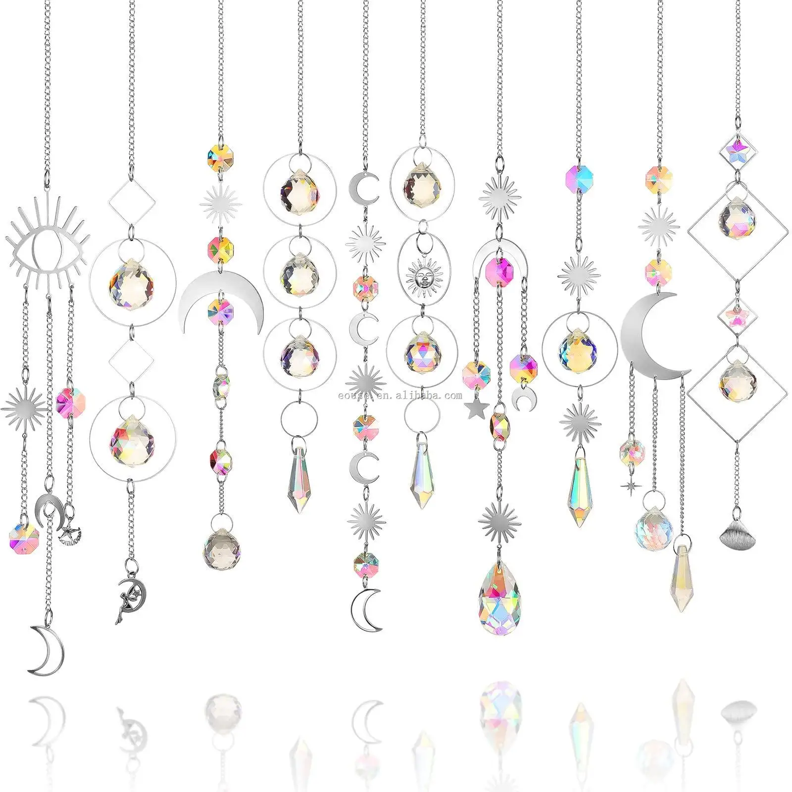 Gold and Silver Crystal Sun Catcher Hanging Window Sun Prism Decoration Indoor Rainbow Maker girl Decorative Pendant