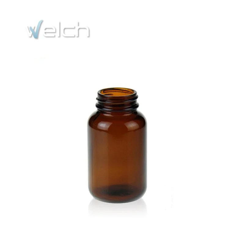 Лабораторная бутылка янтарного стекла с широким горлышком 120 мл 52,8x95 мм 38-400