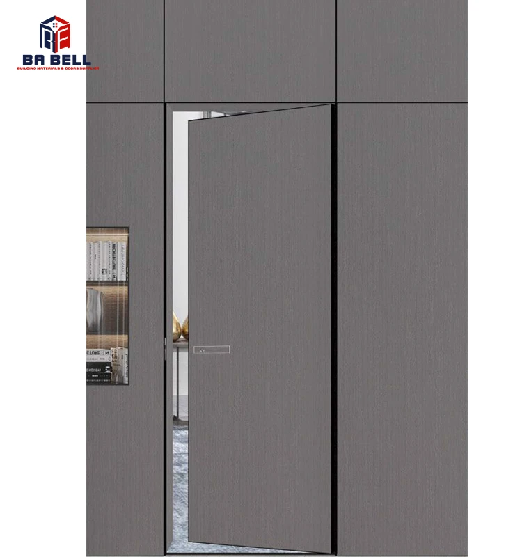 Invisible room  door customized wooden swing hidden frameless  wall wardrobe doors