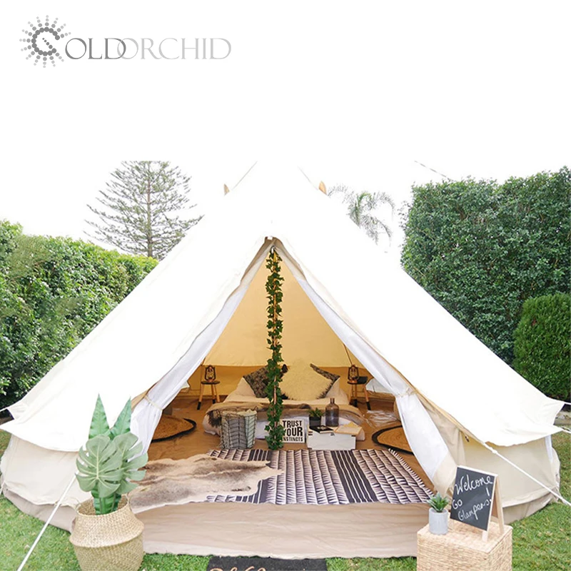 Wholesale custom logo 4m 5m 6m glamping tent indian luxury outdoor camping tipi tent pyramid teepee tent