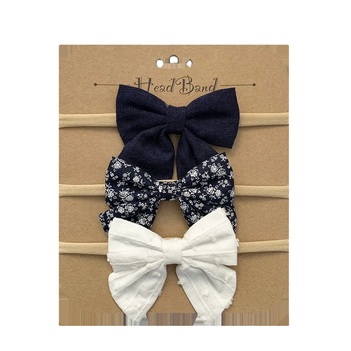 E-Magic экологичный бант для волос из хлопка и льна на заказ с эластичными повязками на голову для милых девочек аксессуары для волос головной убор