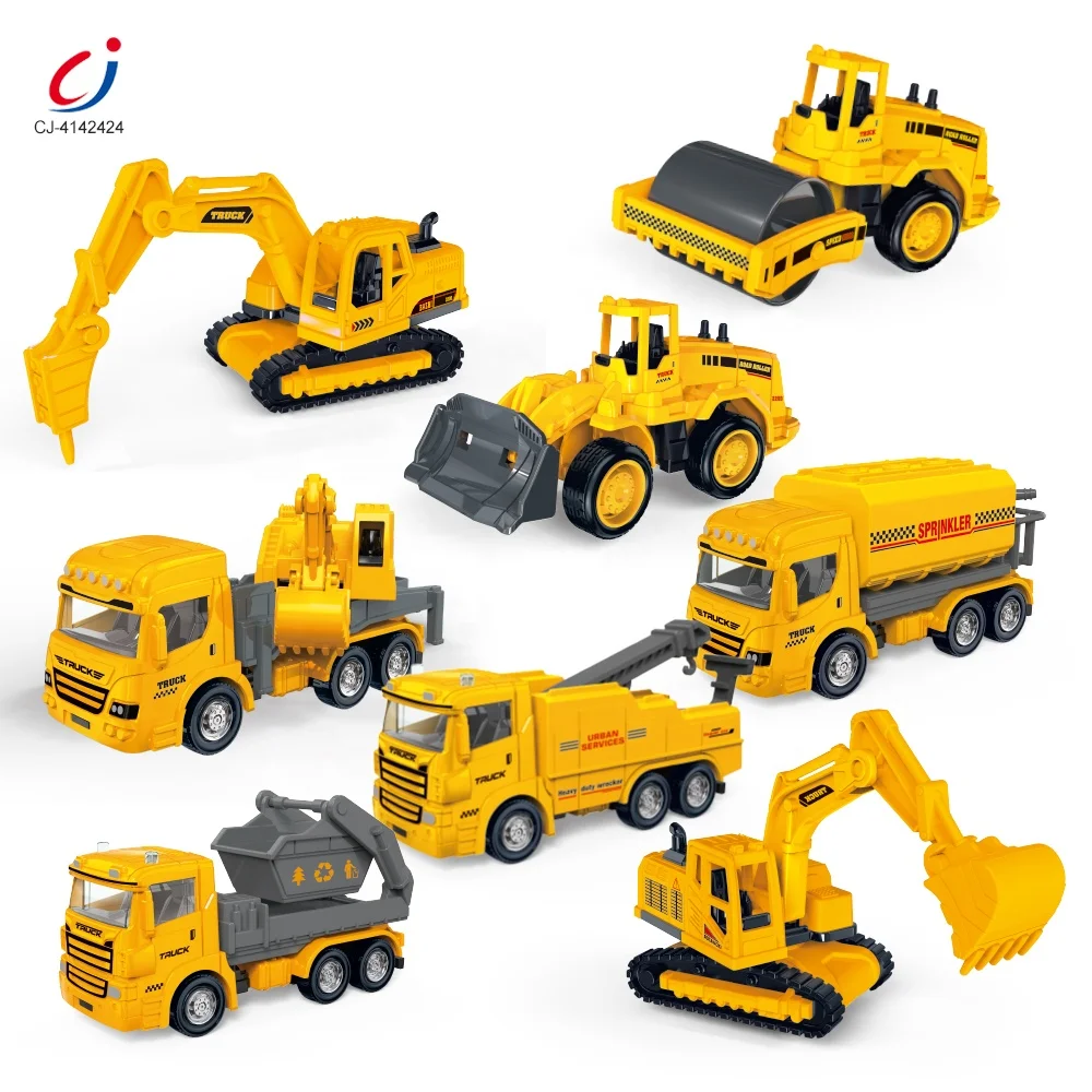 Chengji 1:64 alloy toy diecast model engineering car kids construction vehicles truck toys set with map