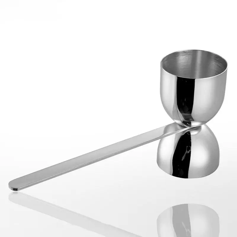 QZQ Double Spirit Measuring Cup Japanese Long Handle Whisky Gin Rum Vodka Stainless Steel Metal Bar Cocktail Jigger