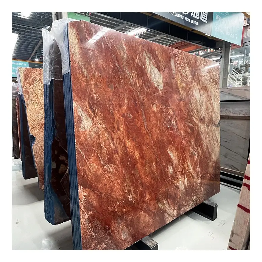 Luxury Stone Polished Glazed Calactta Red Marble Slabs Villa Decor Marble Countertop Wall Background Blue Marble Tile