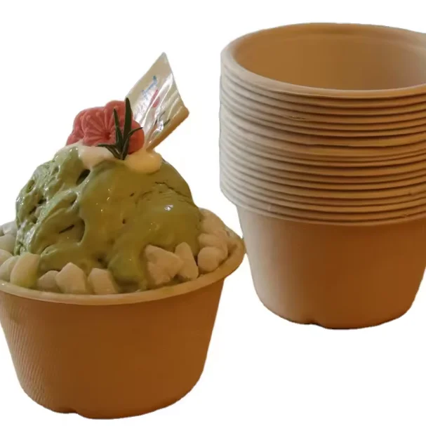 Eco-Friendly 300ml Disposable biodegradable take away food container paper salad packing frozen ice cream dessert bowl