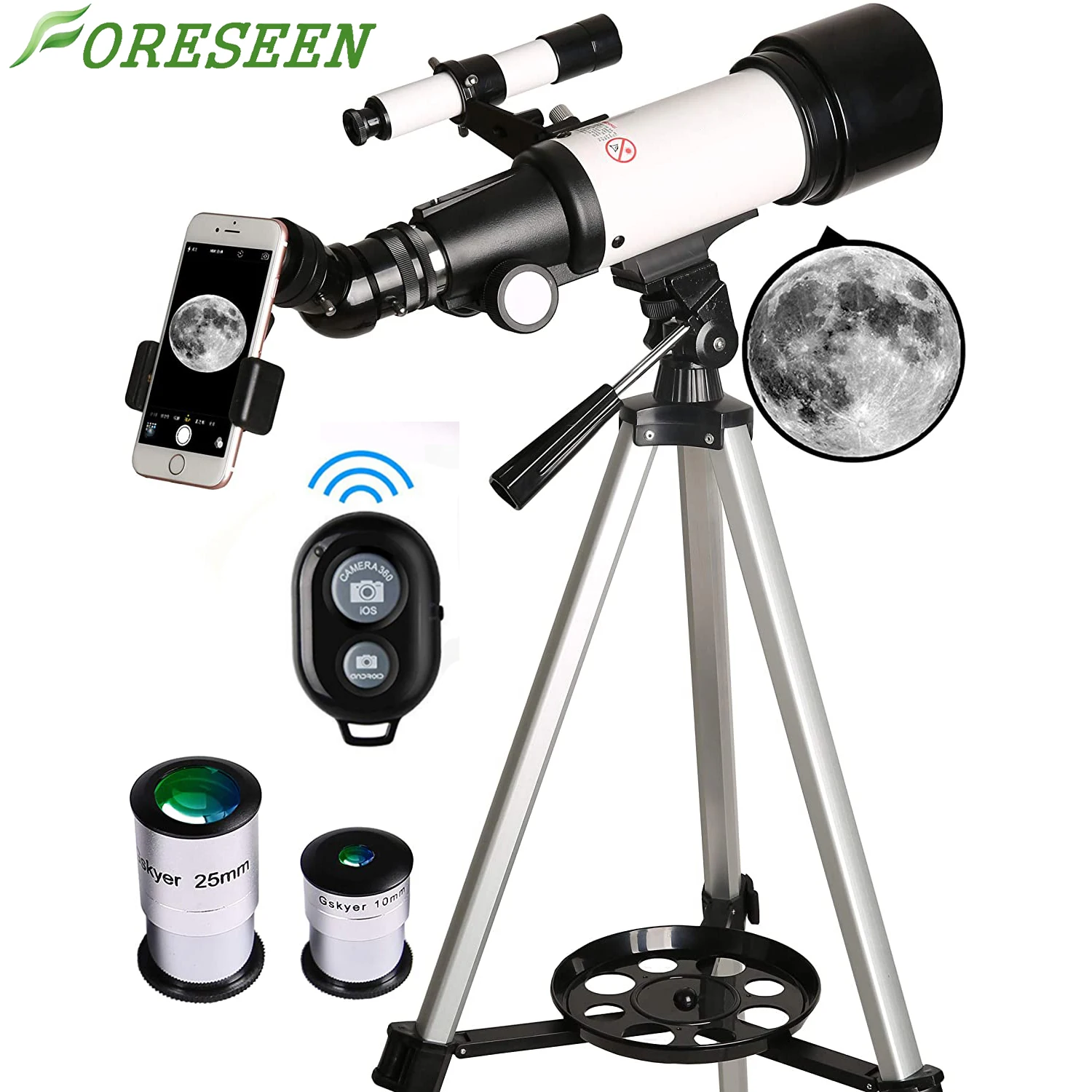 
FORESEEN 70mm Astronomical Refracter Telescope with Tripod And Finder Scope Portable Telescope for Kids Beginners 
