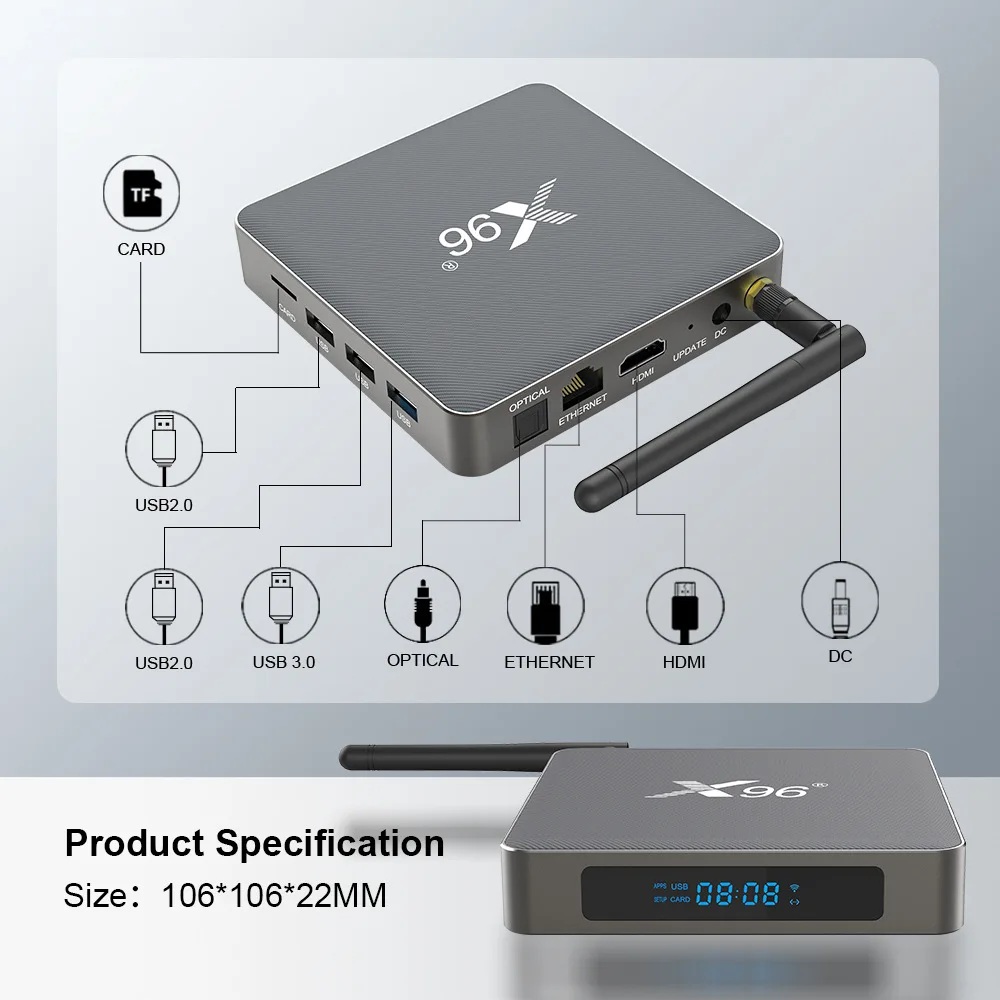 ТВ-приставка с логотипом X96 X6 смарт-приставка двойным WIFI Alice Ui