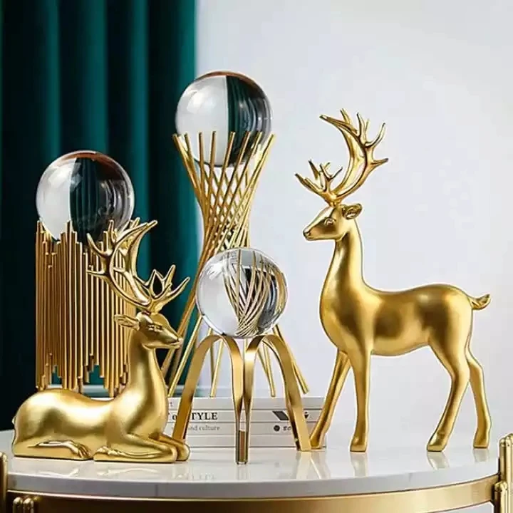 Home Decor Interior Modern Table Living Room Gold Deer Accessories Other Luxury Crystal Ball Decoration Home Decor For Home