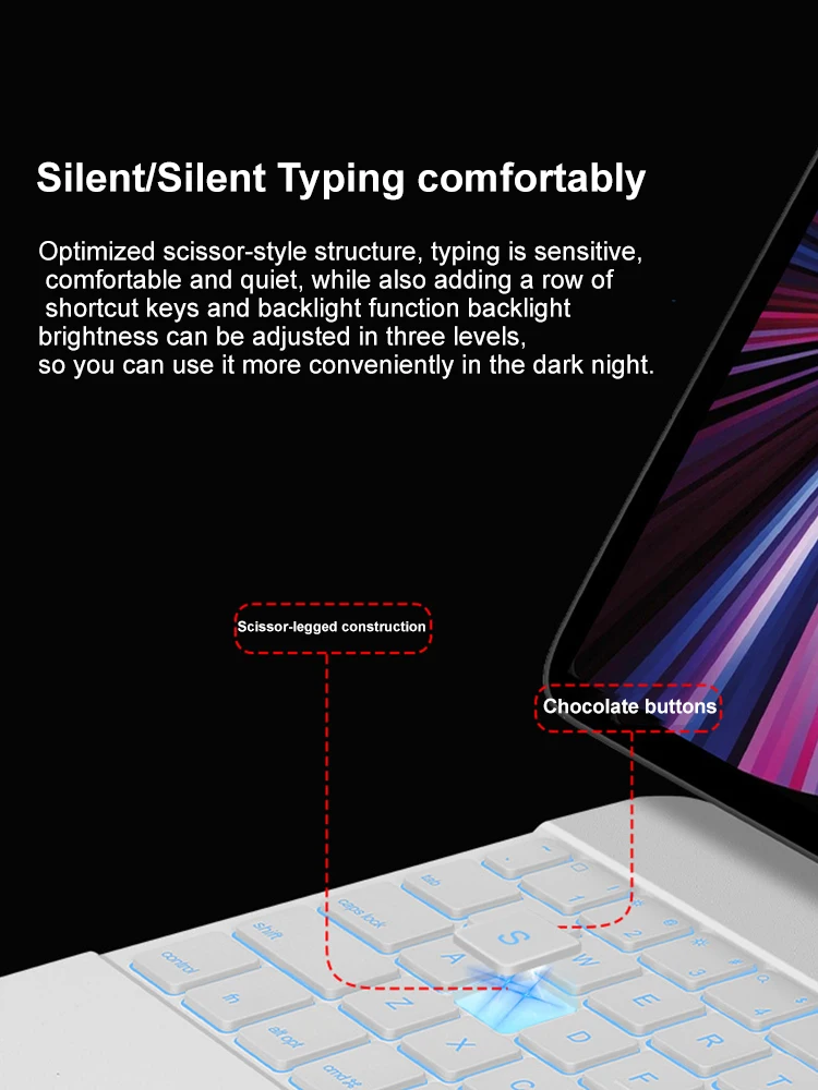 Backlighting Portable wireless Keyboard Magnetic Wireless Maglev Stand Magic Keyboard Case with Touch pad  for iPad mini 6