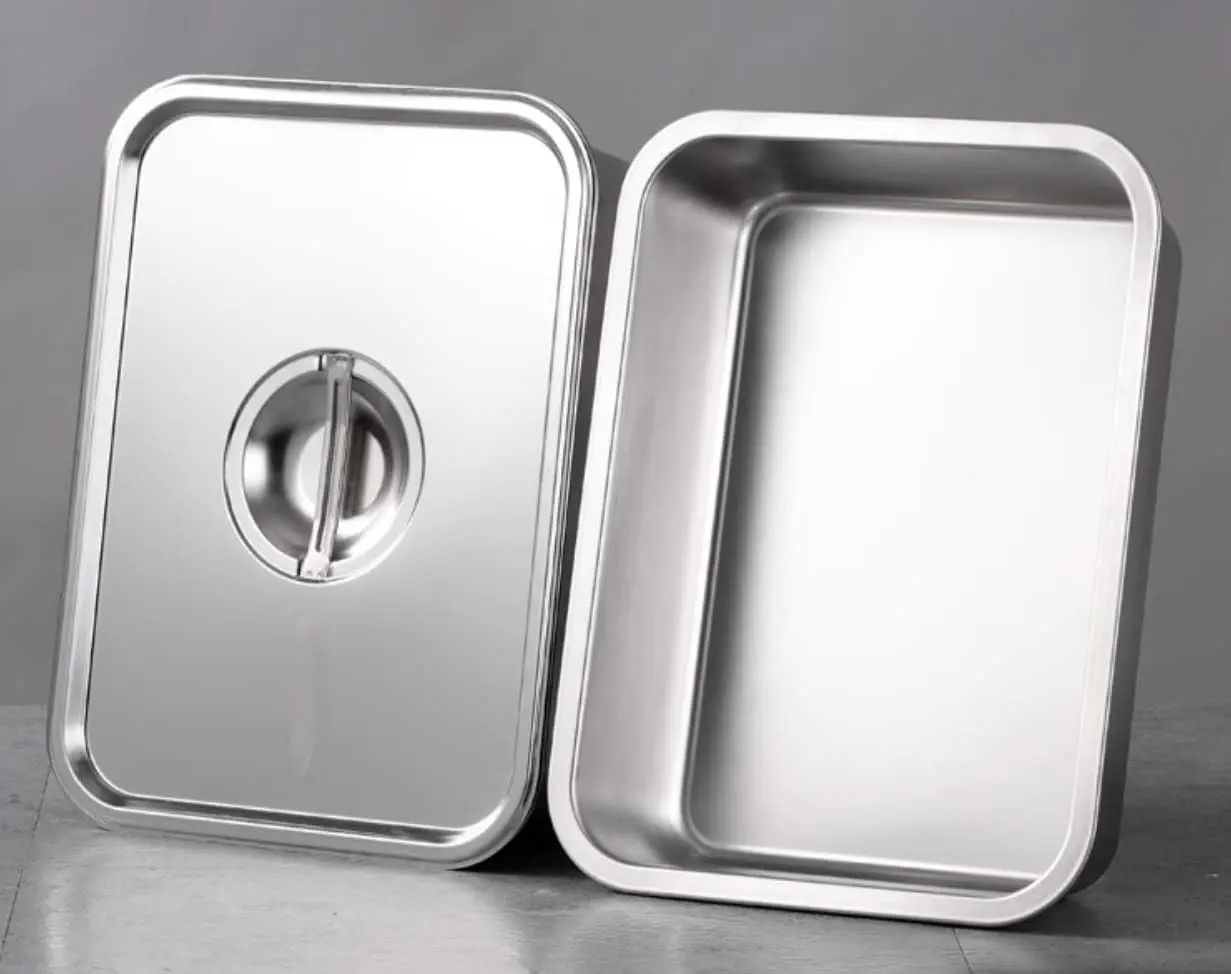 Stainless Steel Pans with Lid Steam Table Pan Stainless Steel Container Set Stackable Metal Steamer Pan Food Buffet Container