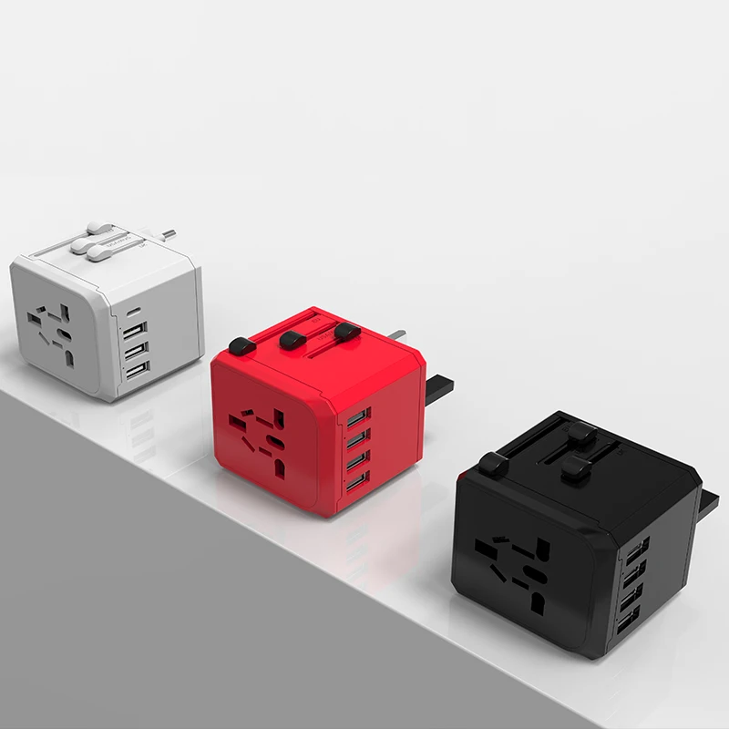 Universal Travel Adapter International Plug Adapter 5V 2.4A 4 USB Ports European Travel Power Adaptor All-in-one Travel Charger