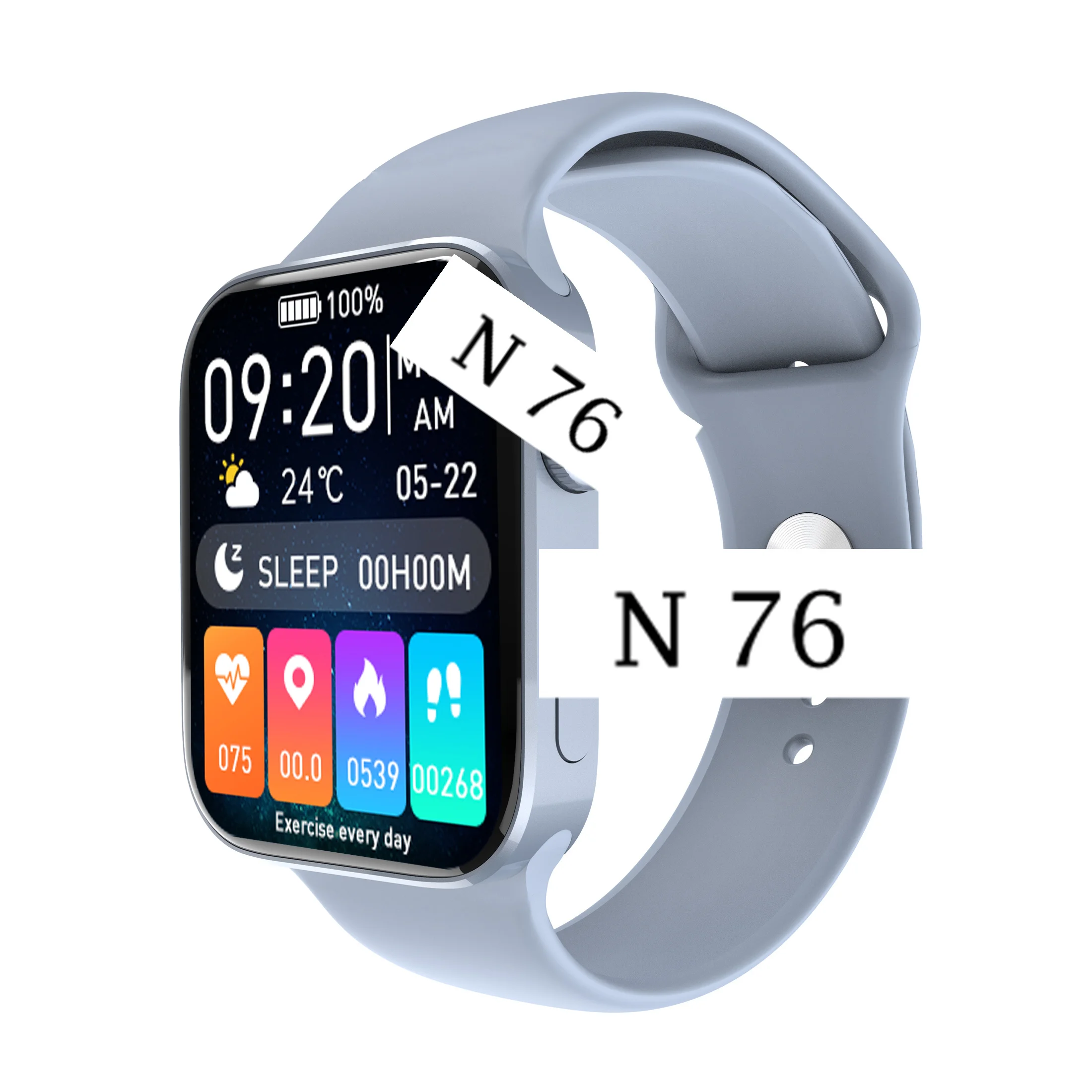 Wearable devices newest 2021 IP68 watch N76 series 7 smart watch wireless charging heart rate monitoring smart watch band