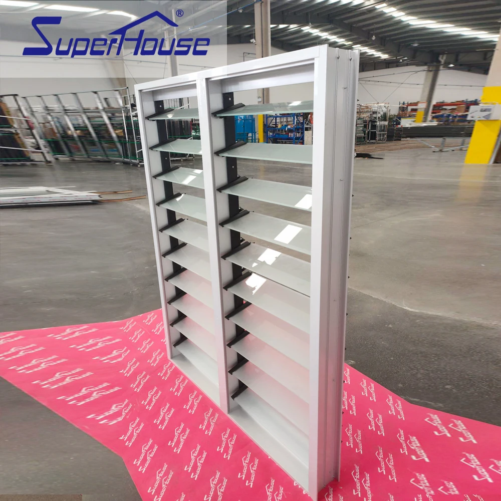 Australia USA Standard Full Height Tall Glass Window Aluminium Jalousie With Flyscreen for Living Room Bathroom