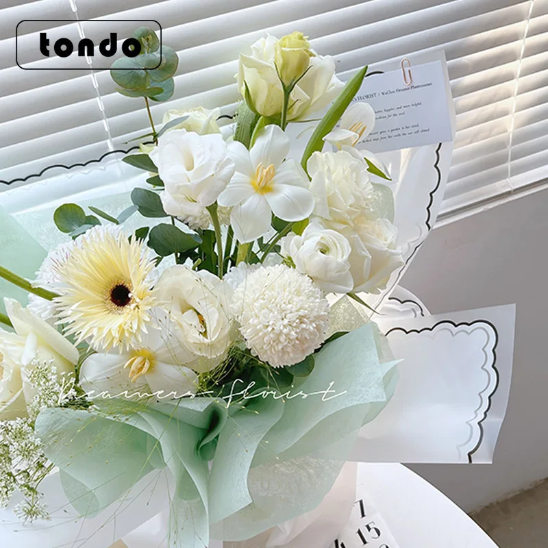 58x58cm flower wrapping paper small handkerchief jelly film lace edge mist paper waterproof bouquet wrapping paper