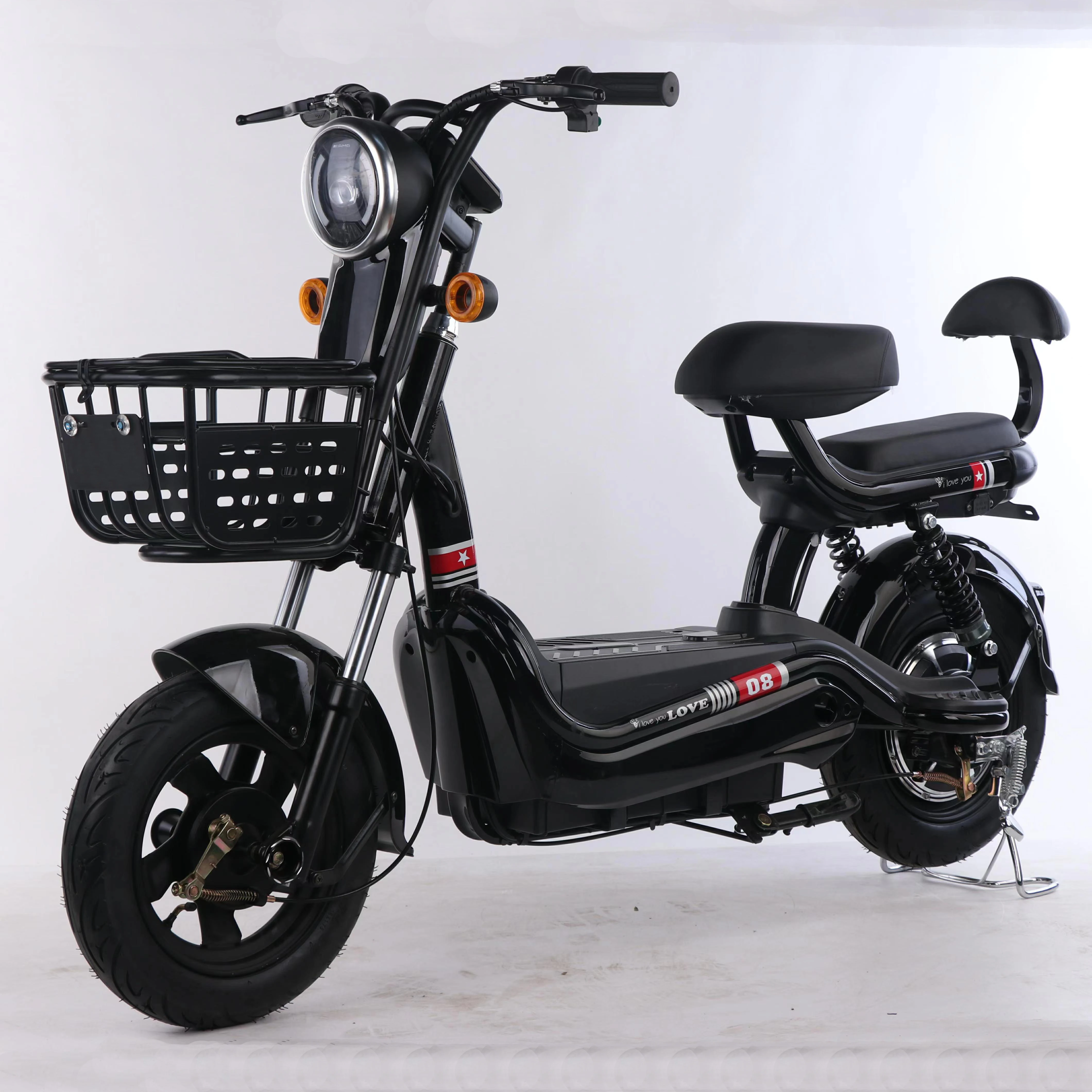 High Quality 48V 12A Hybrid Electric Bike Integrated Battery Rear Hub Motor 2 Seats Fat Tire 2 Seat Electric Motorcycle/E-Bike