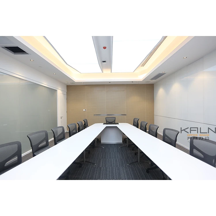 Hot sell customized material water paint veneer large V shape conference desk solid wooden office meeting table