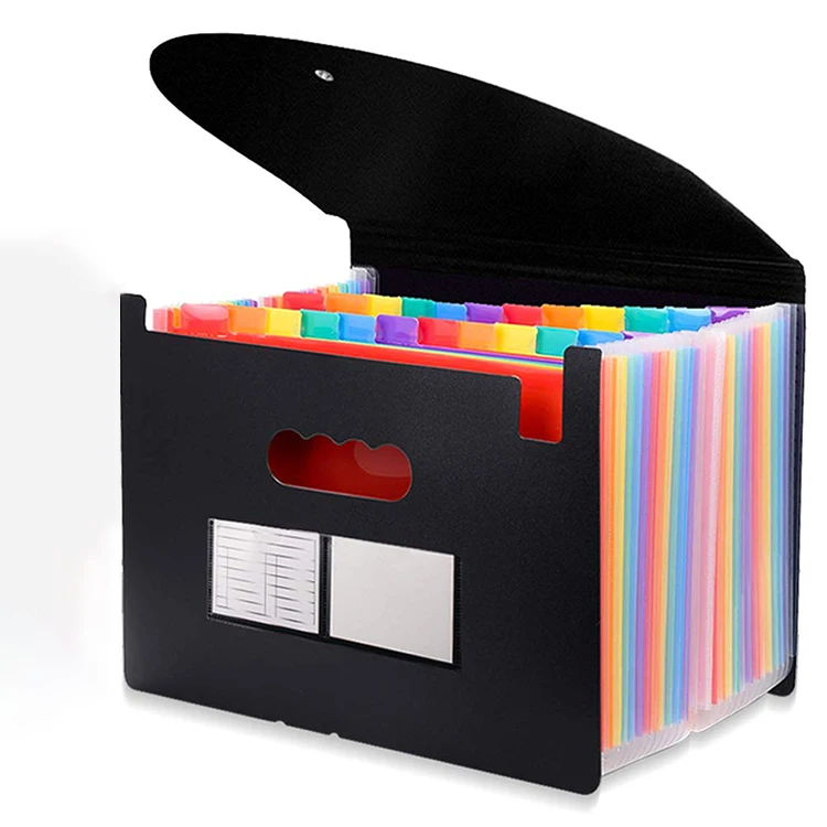 A4 Pockets Rainbow Expandable Document Expanding File Folder Organizer Letter Size Black