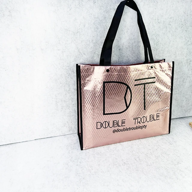 Environmental Protection Advertising Rose Red Gold Coated Non woven Fabric Bag Clothing Shop Customized Shopping Handbag Single