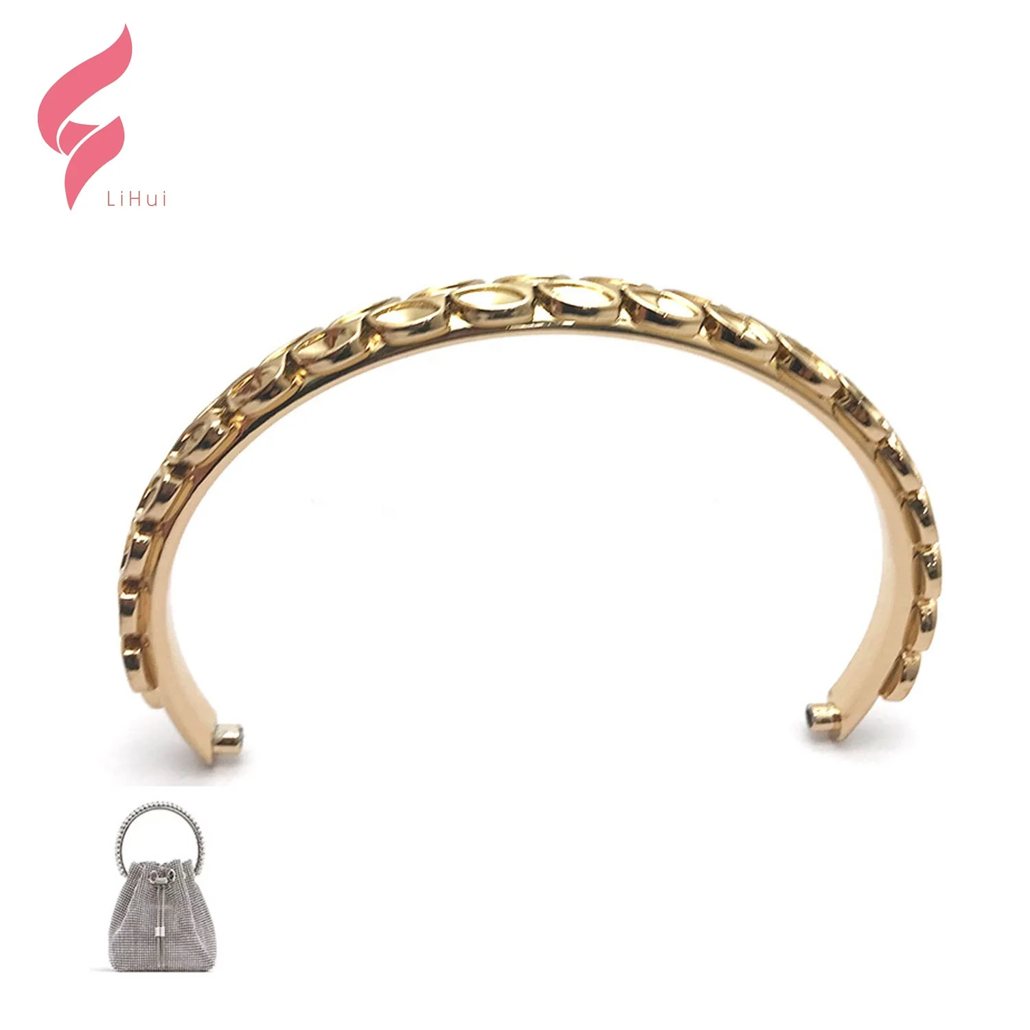 LiHui hardware popular DIY bag kits purse frames acetate U shape hand  purse wallets round top for handbags