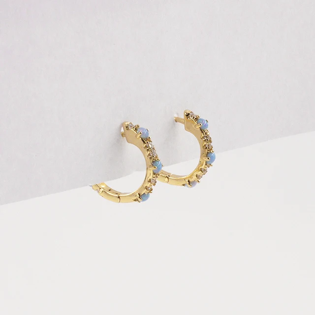 European American Cross-border Circle Australian Treasure Zircon Earrings S925 Pure Silver Fashion Elegant Dangle Ear