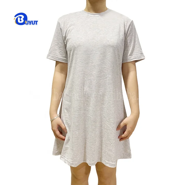 Summer blank pastel color Girls Dress women sublimation cotton soft hand feel casual outdoor plain long T shirts
