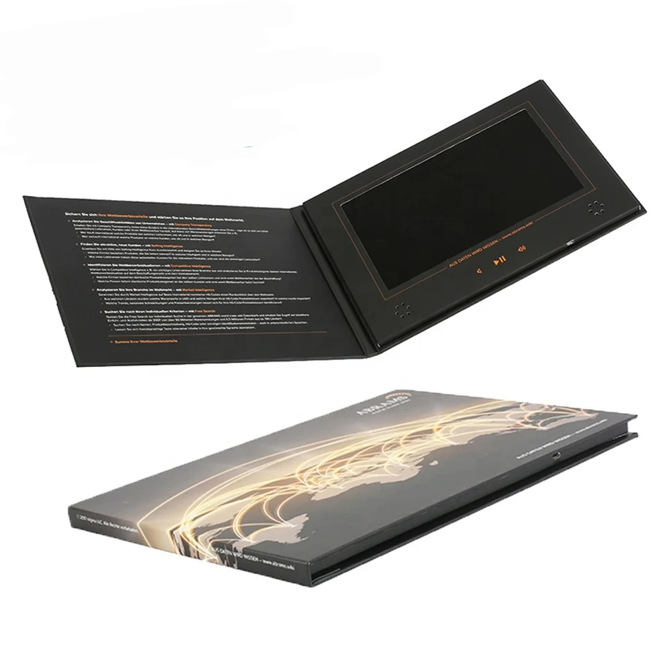 Avi sex a5 5 inch video book brochure touch  leather 4.3' black video brochure card hot sex video blank screen greeting cards