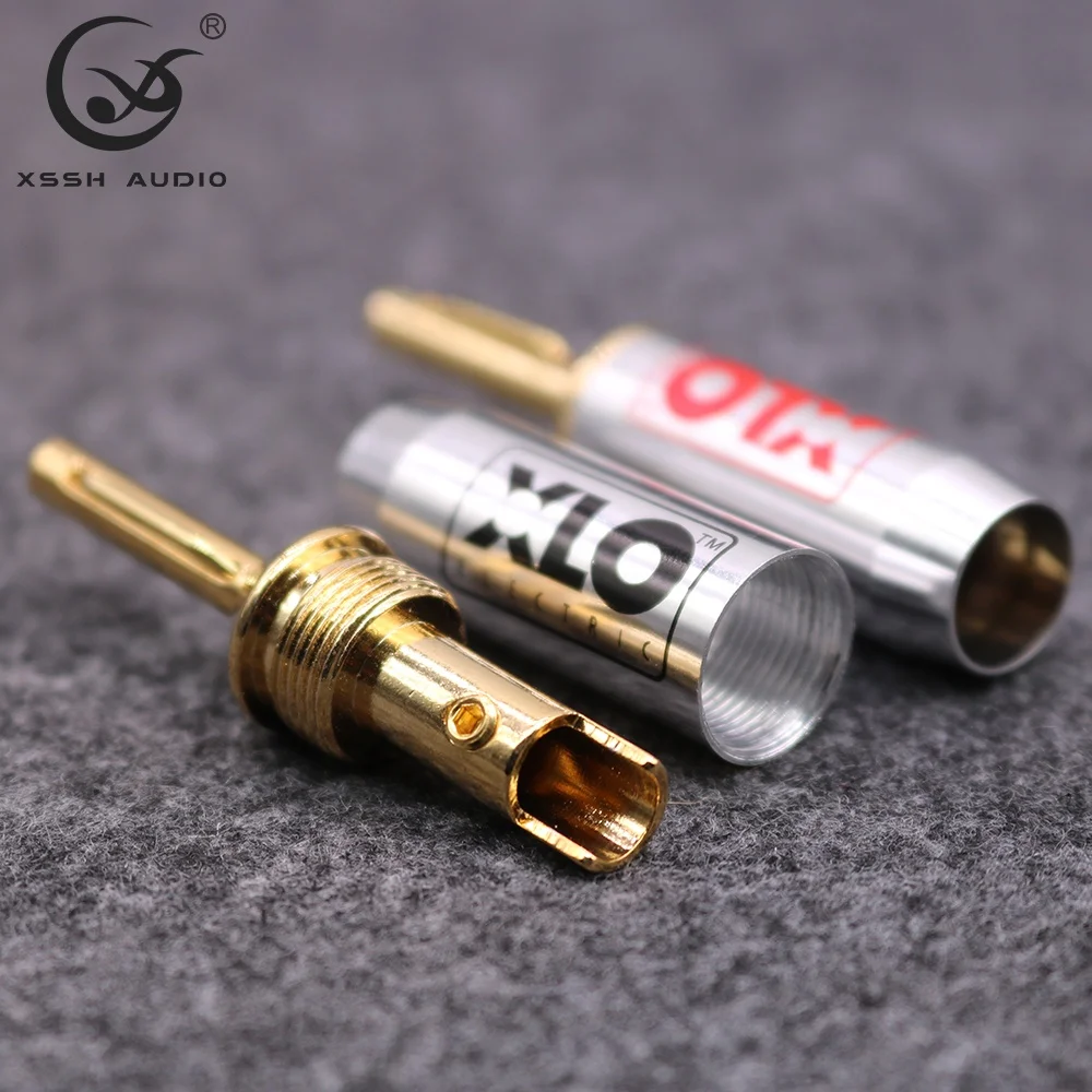 Amplifier Banana Jack YIVO XSSH Audio OEM DIY HIFI Brass Male High Voltage Gold Banana Plug Connector for 10MM Max Speaker Cable