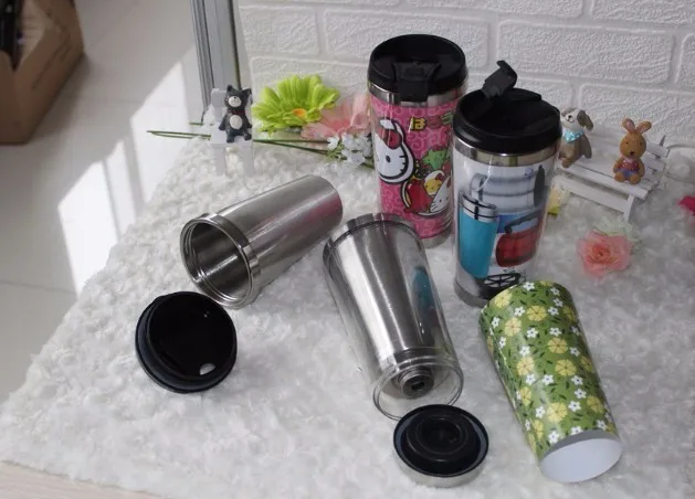 Travel Coffee Mug with photo insert travel mug Insulated Tumbler Cup 16oz 2 type leakproof lid