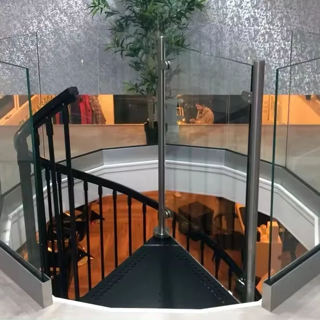 Modern style black powder coated aluminum u channel ultra clear tempered glass deck railing balustrades from Foshan