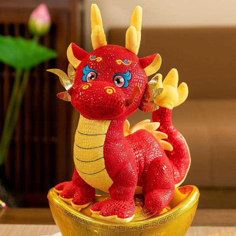 Factory wholesale red Chinese dragon plush toys Chinese elements gift wholesale