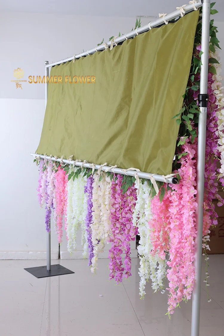 2024 New product wedding background ceiling decorative artificial silk wisteria vine curtain flower wall backdrops