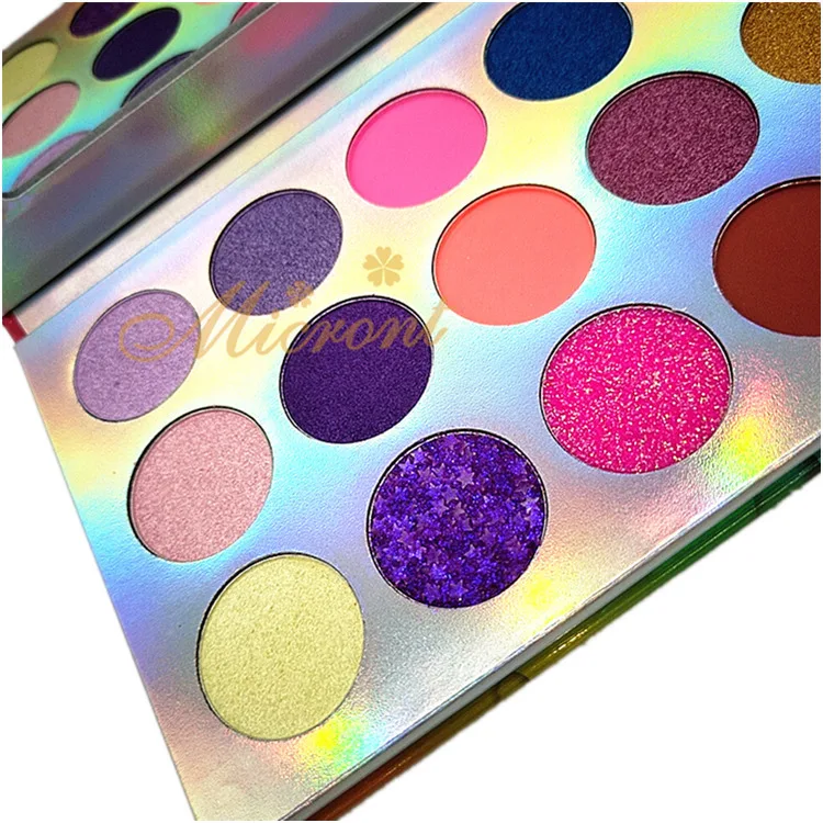 New custom 18 color fluorescent eye shadow plate high gloss matte pearlescent rainbow plate luminous makeup plate