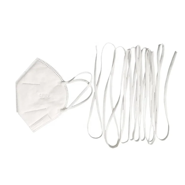 Wholesale Custom White 3/5mm Adjustable Facemask Material 100%PLA Flat Elastic Earloop