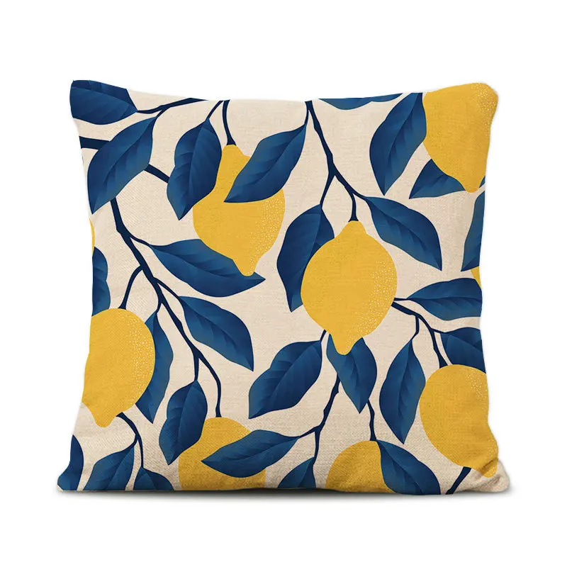Hot Selling Pillowcase Cushion Living Room Sofa Cushion Fruit Orange Fragrant Pear Small Fresh Cotton Linen Cotton Throw Pillow