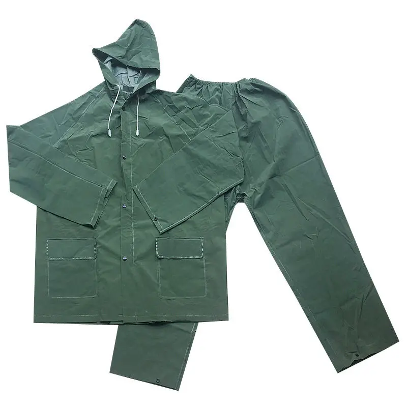 Heavy Duty Rainsuit PVC Polyester Industry Rain Gear Raincoat for Mens Workers