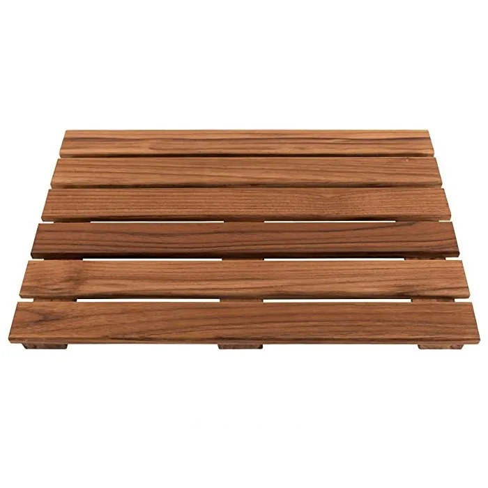 Teak Shower Mat Non-Slip Bath Mat for Bathtub 20 x 13 in