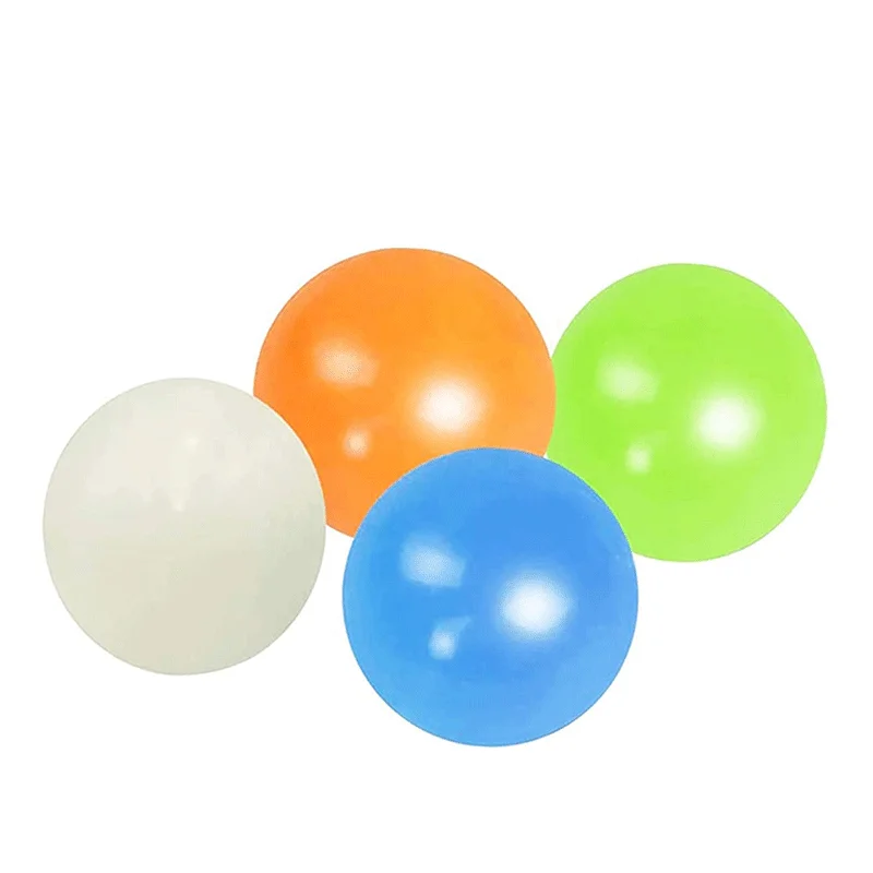 Kids Stress Relief Toys Stick To The Wall Sticky Ball Glowing In The Dark Tpr Squishy Stress Sticky Ball