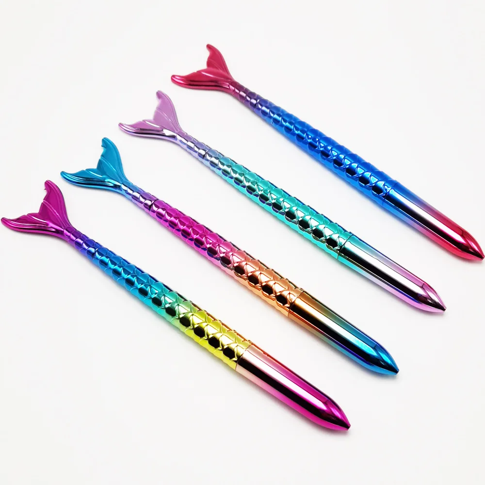 beautiful Colorful Shiny Fish Tail Office Stationery Gift Pen Rainbow Color Body Cartoon Funny Fish shape ball pen for kids gift