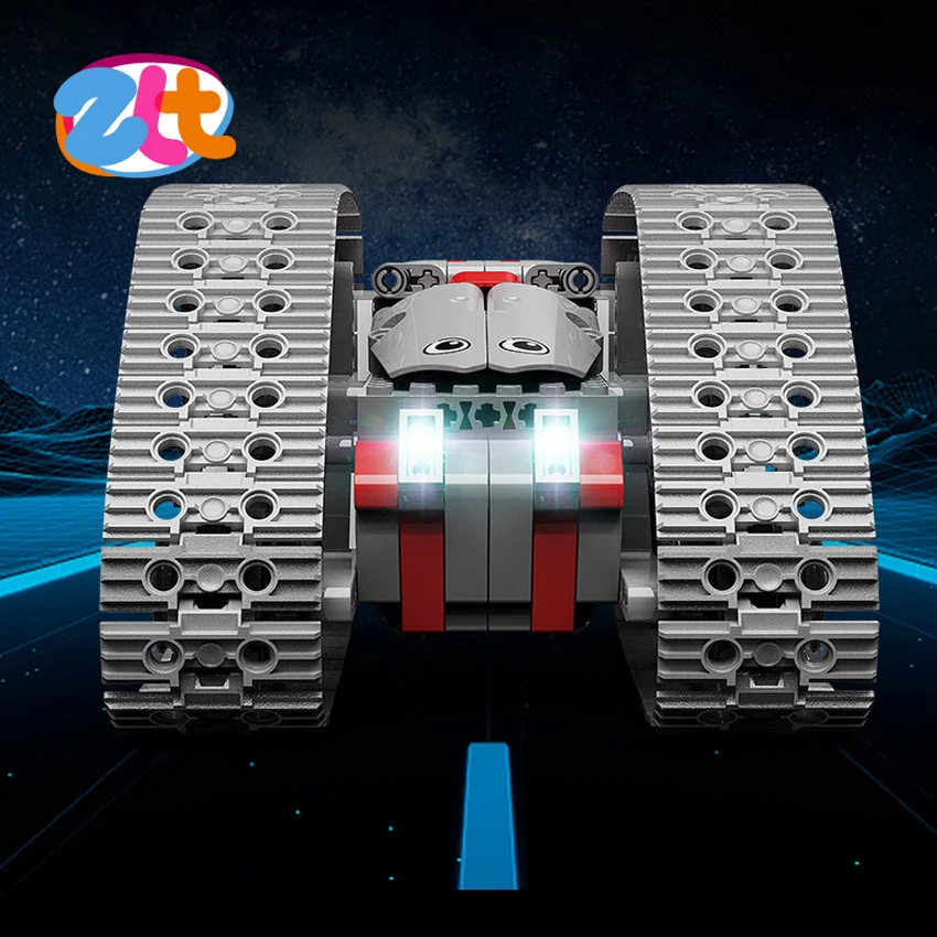 2.4Ghz Crawler 4WD Double Side Drive Plastic Car Building Block Tank Programming Stem 360 Degree Rotation For Kids