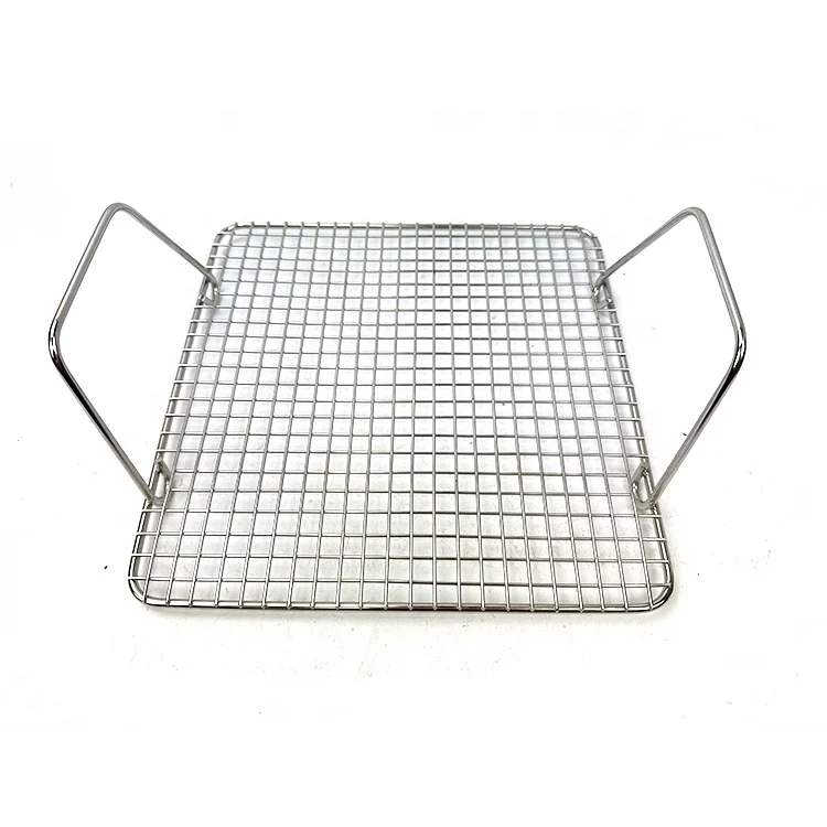 hot sale BBQ grill net with handle stainless steel square net for BBQ